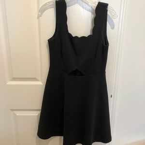 Francesca’s Black Scalloped Skater Dress